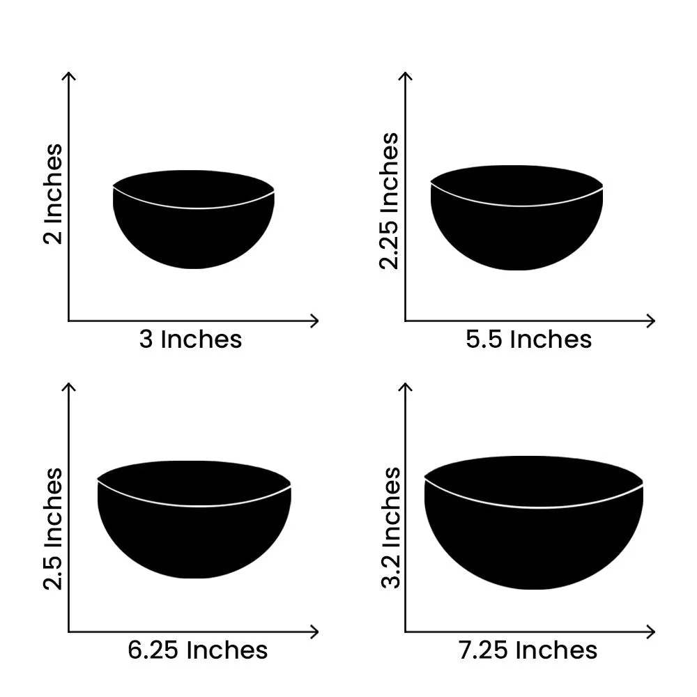 Green & Grey Ceramic Bowls Set Of 4