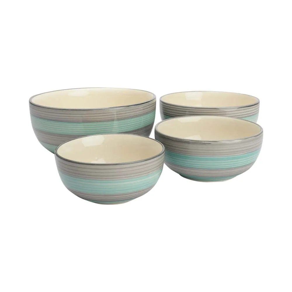 Green & Grey Ceramic Bowls Set Of 4