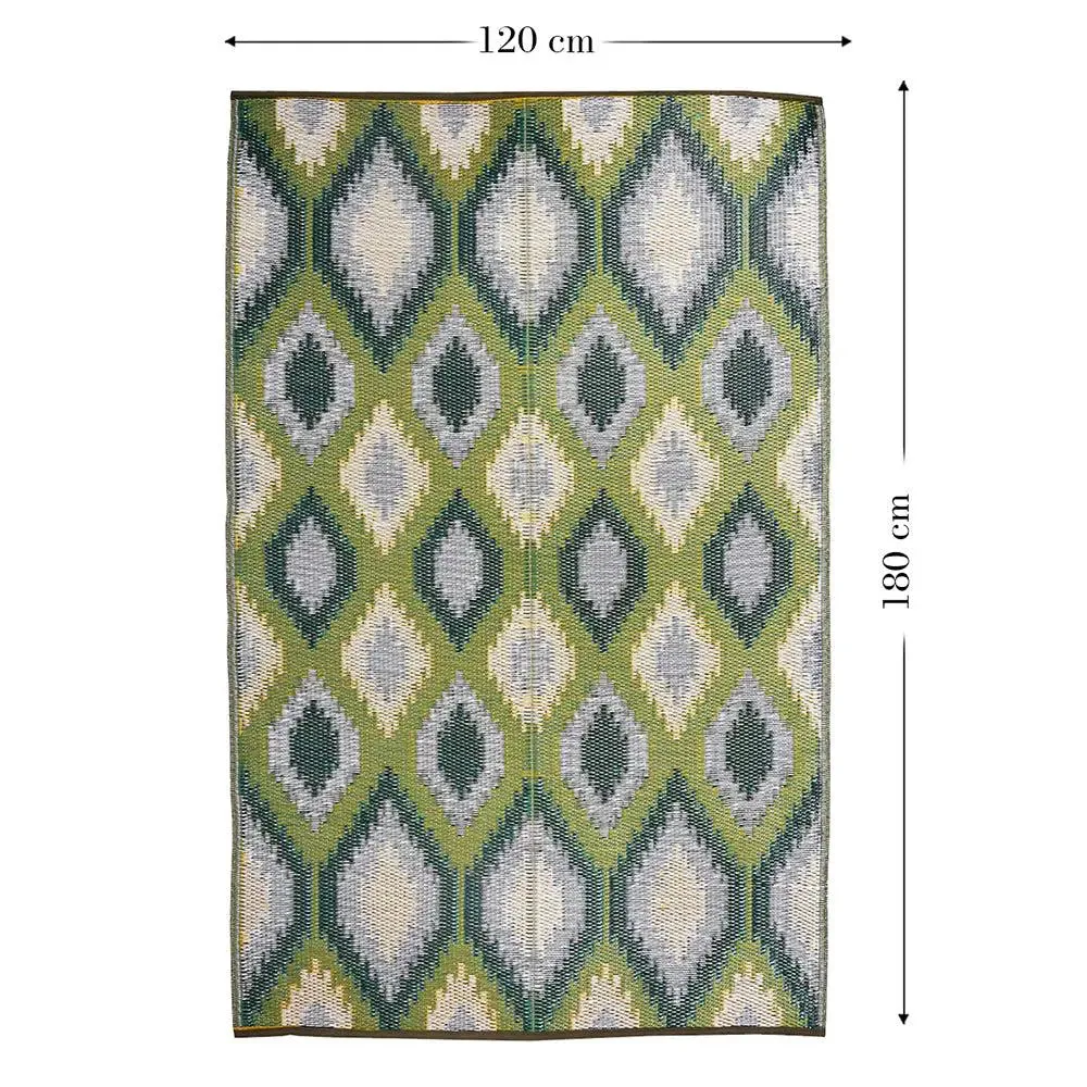 Green & Grey Ikkat Pattern Big Floor Mat