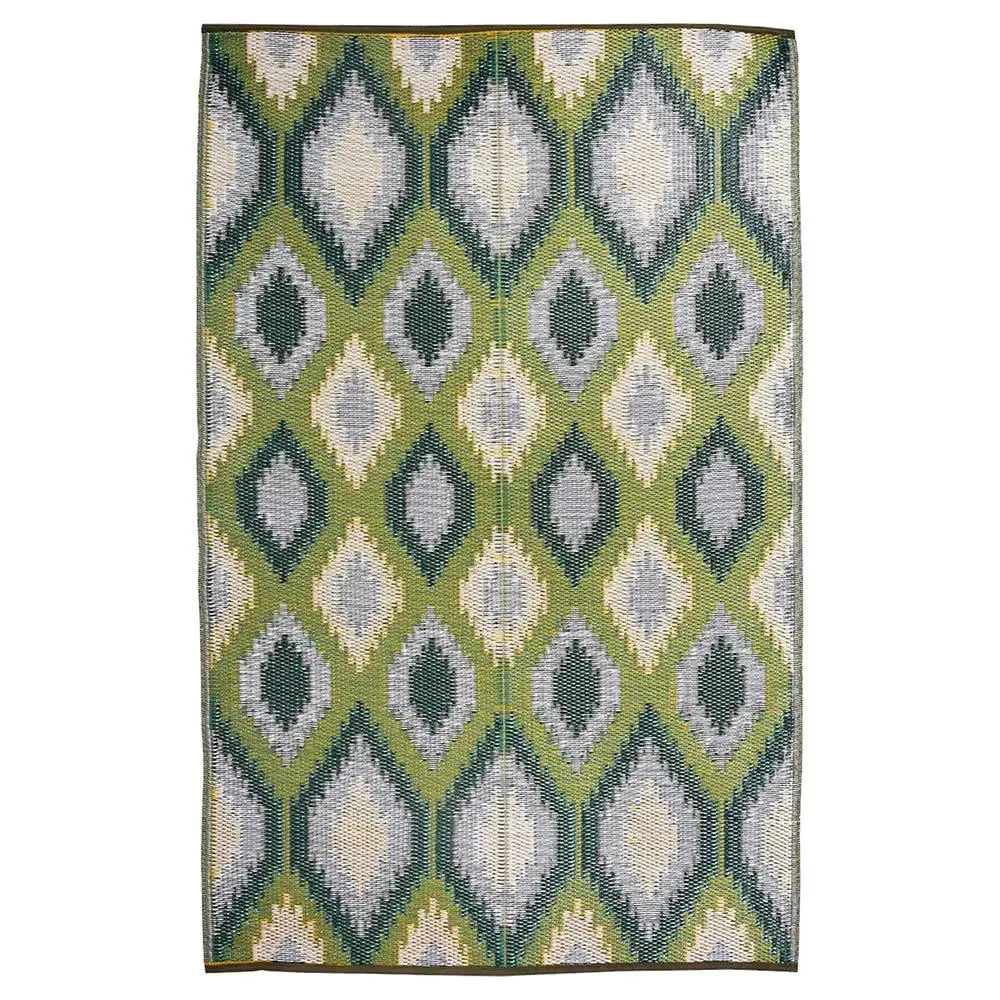 Green & Grey Ikkat Pattern Big Floor Mat