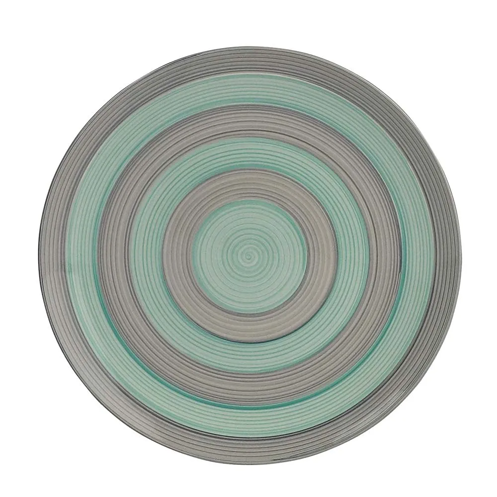 Green & Grey Plates Pair Handpainted Ceramic Dinner Plates Set Of 4