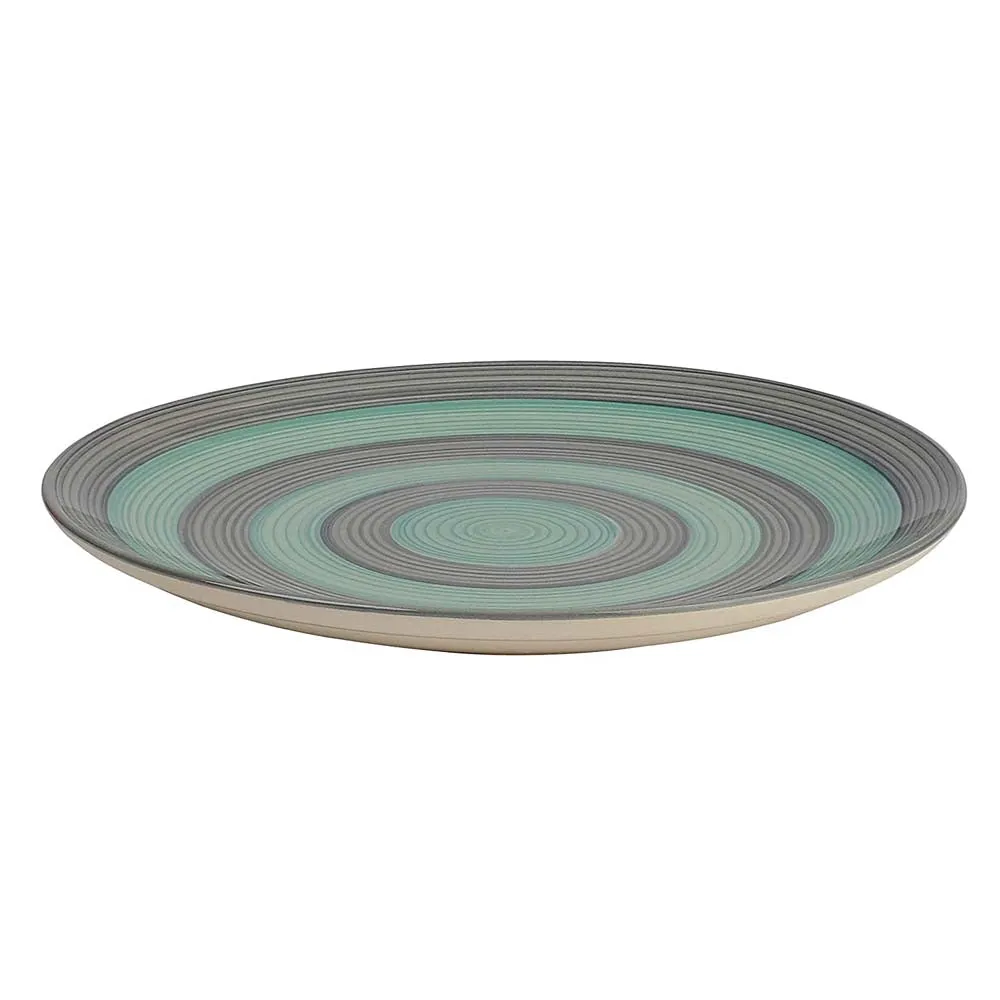 Green & Grey Plates Pair Handpainted Ceramic Dinner Plates Set Of 4