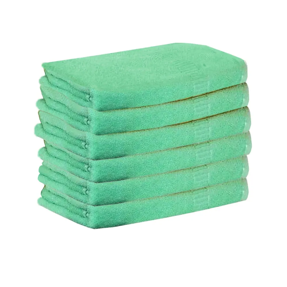 Green Hand Towels (Set of 6) with Track Border by Lushomes