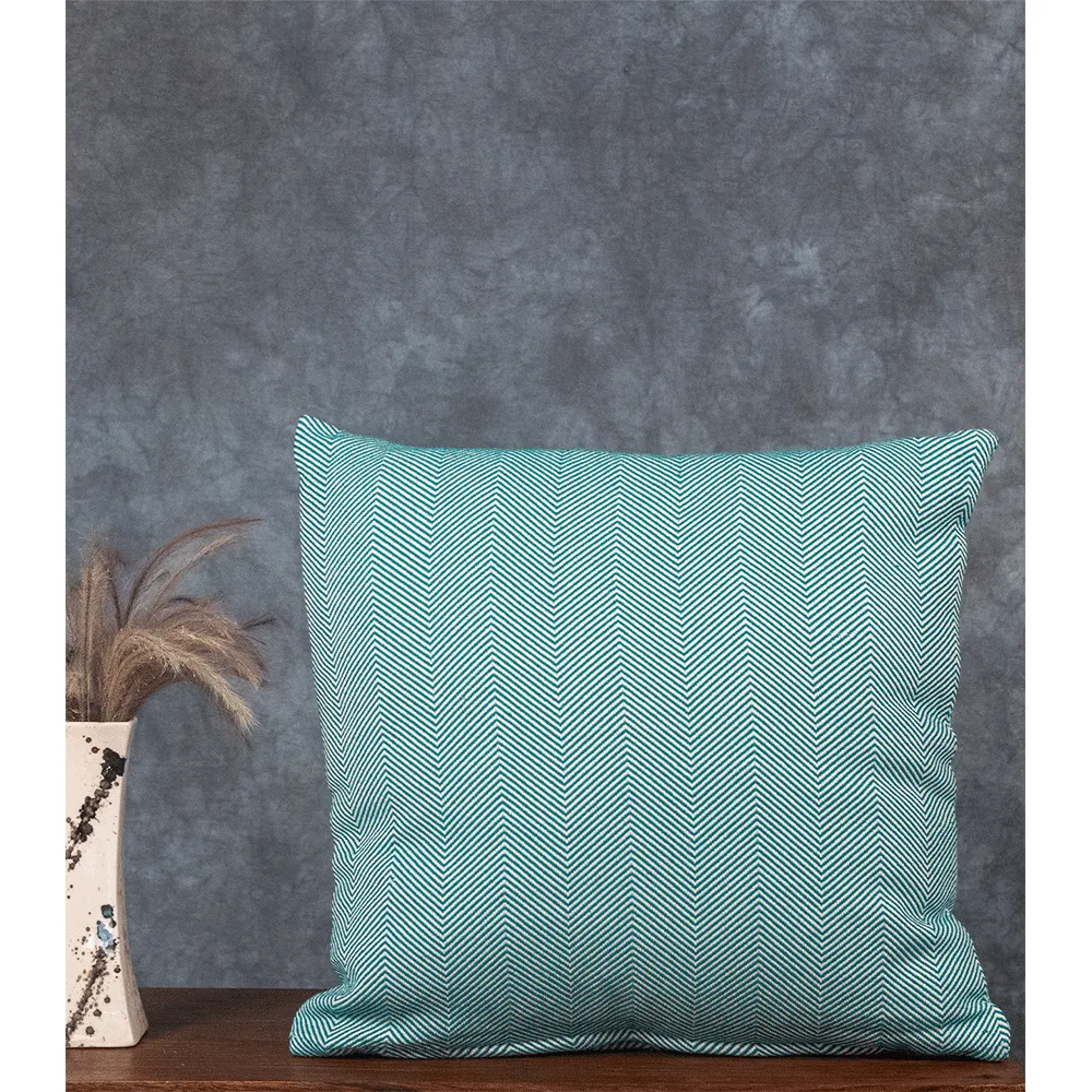 Green Herringbone Cushion Cover