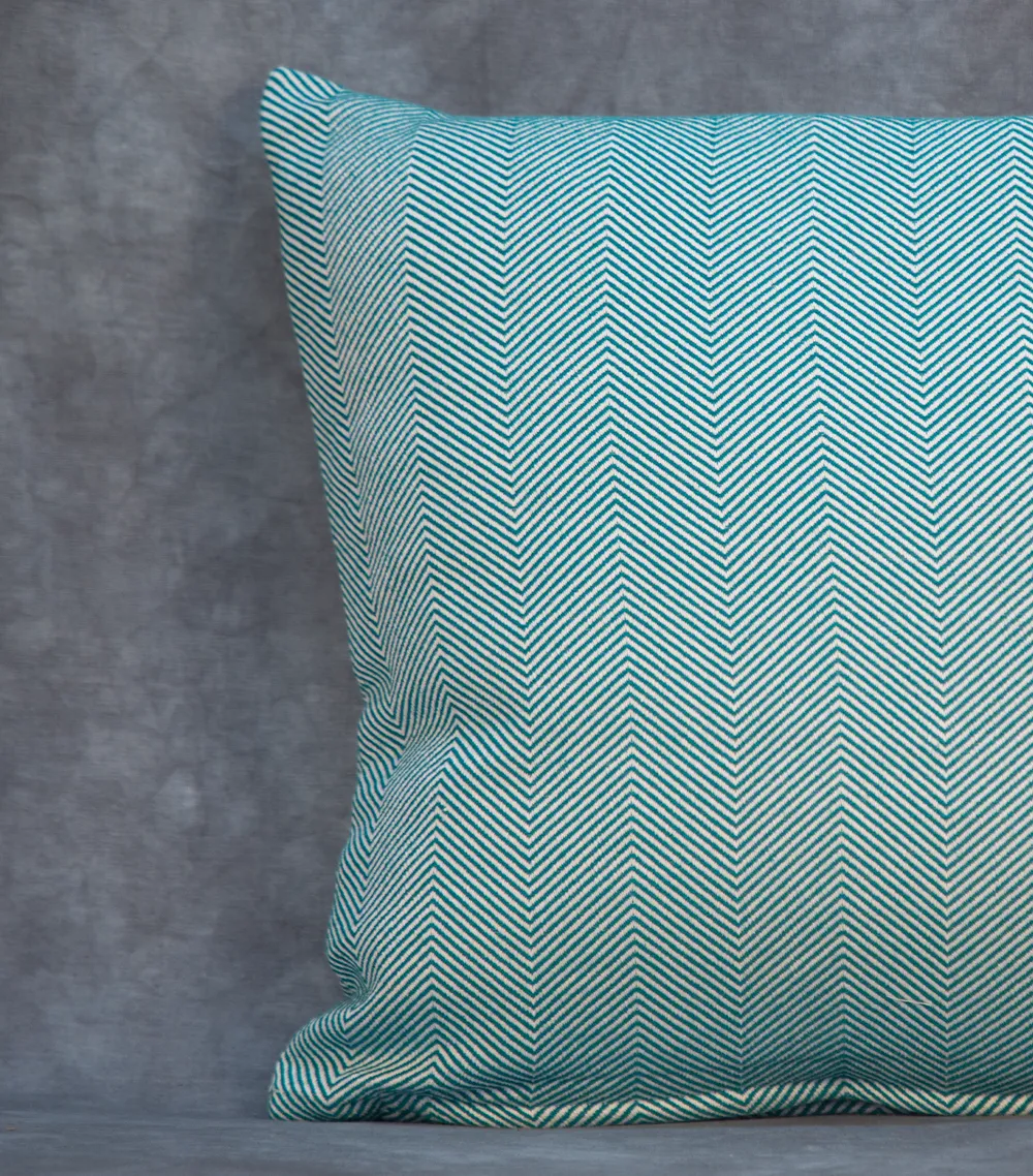 Green Herringbone Cushion Cover