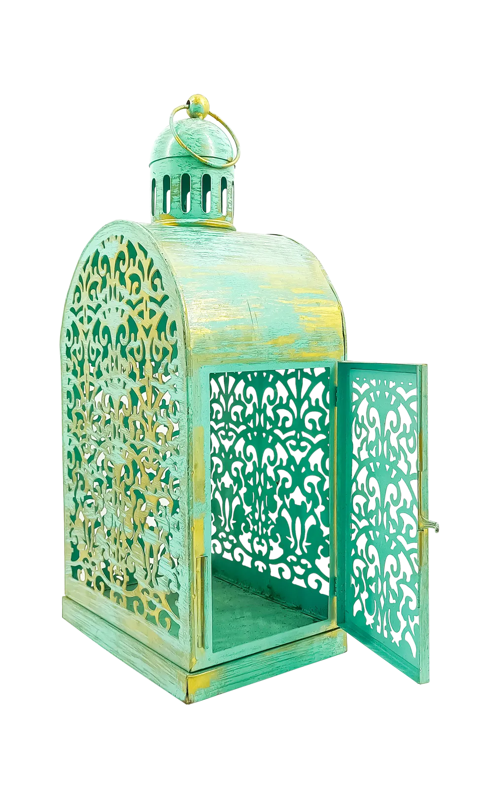 Green Intricately Craved Designer Lantern Single Piece
