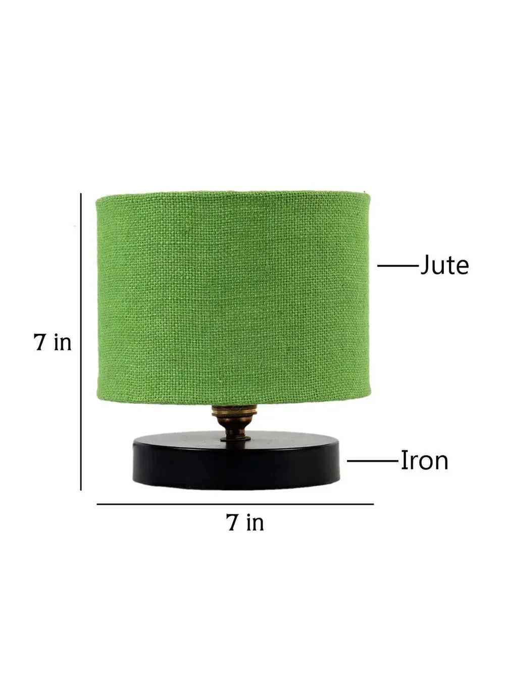 Green Jute Table Lamp with Iron Base
