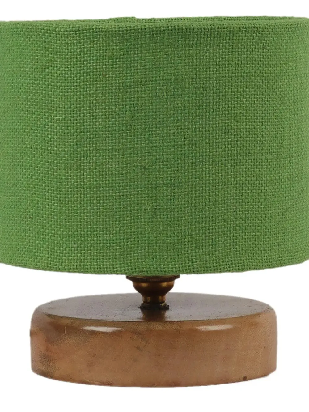 Green Jute Table Lamp with Wood Base