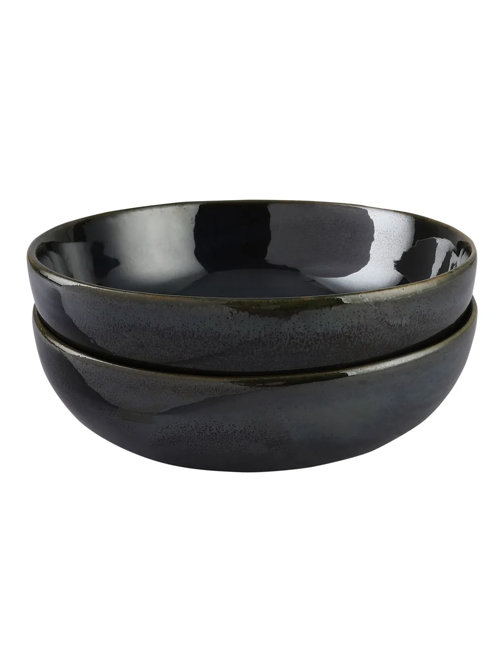 Green Large Ceramic Stoneware Bowl Set Of 2