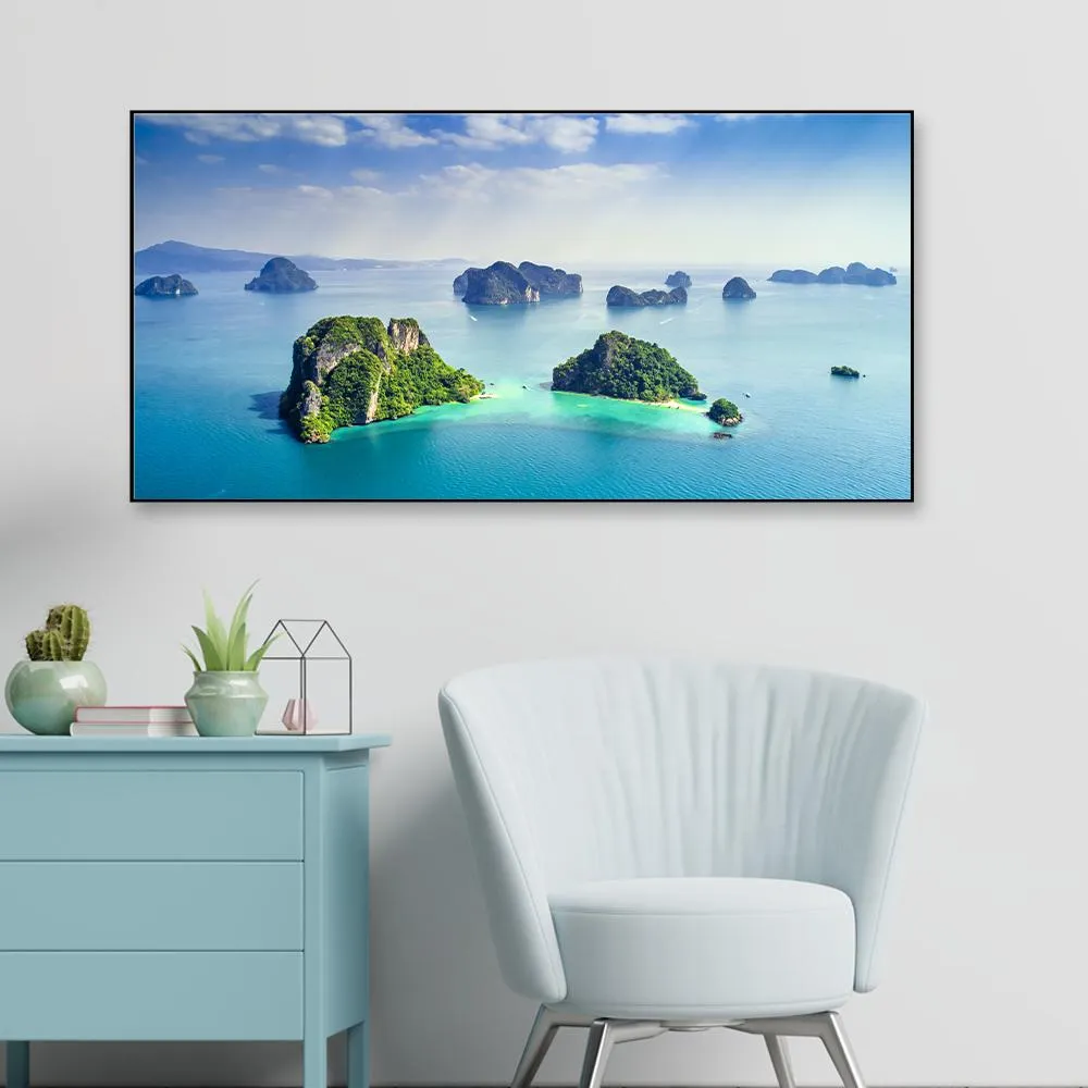 Green Lush Tropical Island Phuket Framed Wall Art With Floating Frame