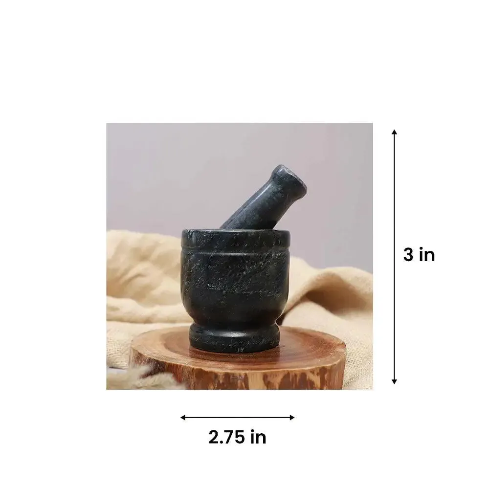 Green Marble Black Mortar and Pestle