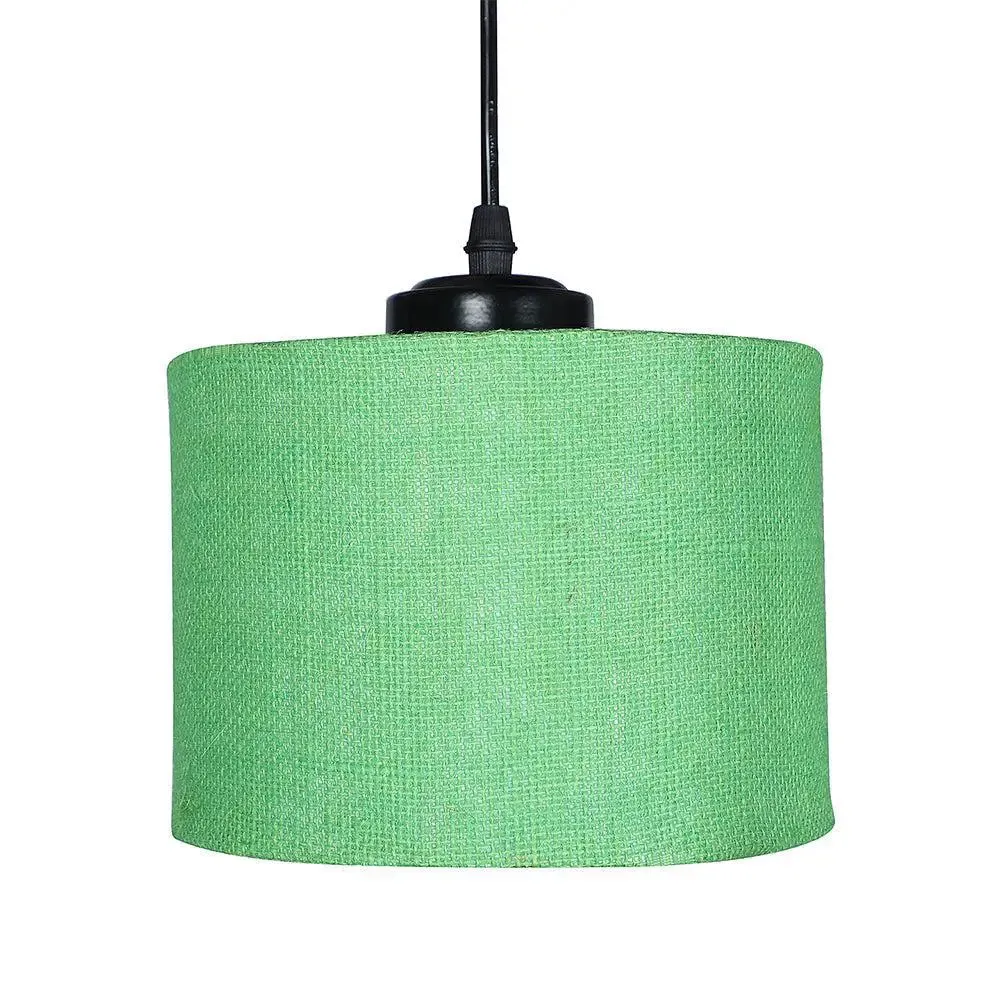 Green Round Jute Drum Cluster Hanging Light
