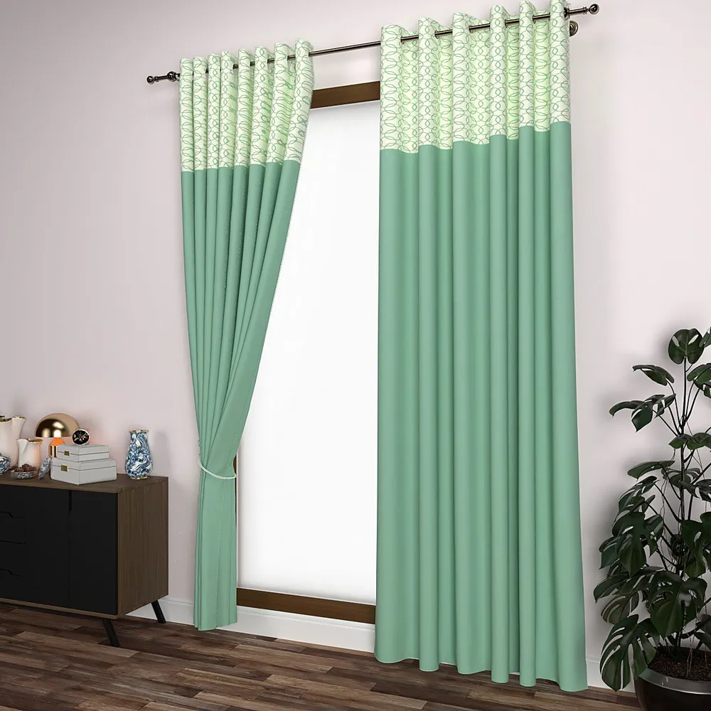 Green Tangled Circle Semi-Designer Window Curtain