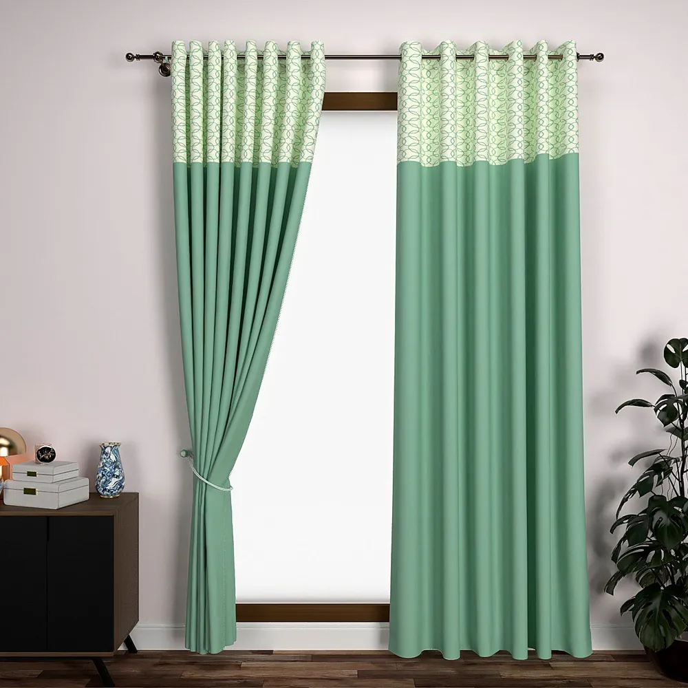 Green Tangled Circle Semi-Designer Window Curtain