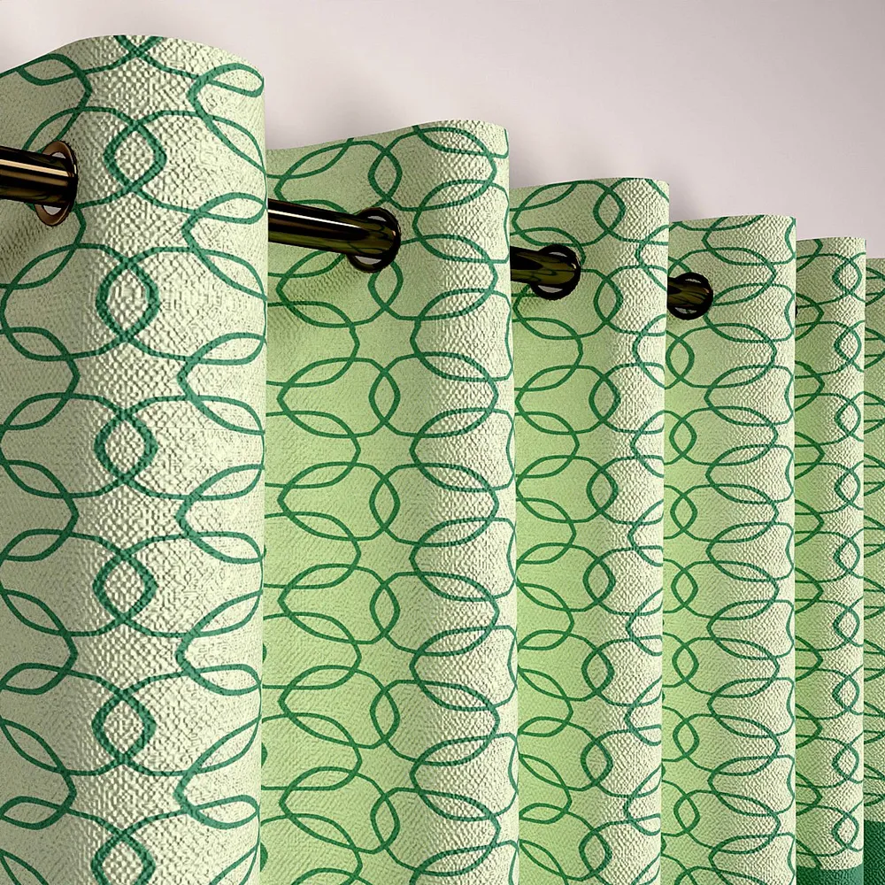 Green Tangled Circle Semi-Designer Window Curtain