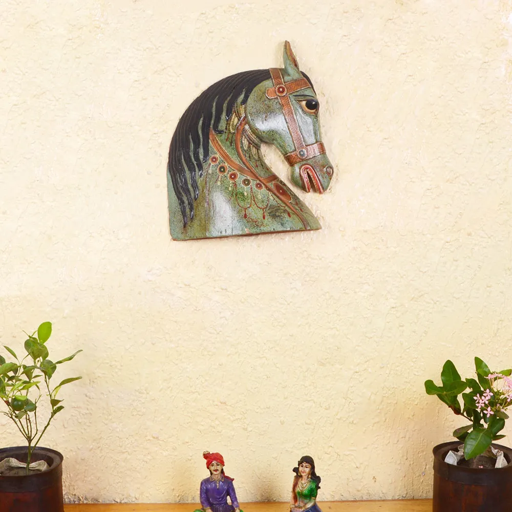 Green Toned Modern Horse Face Table Decor