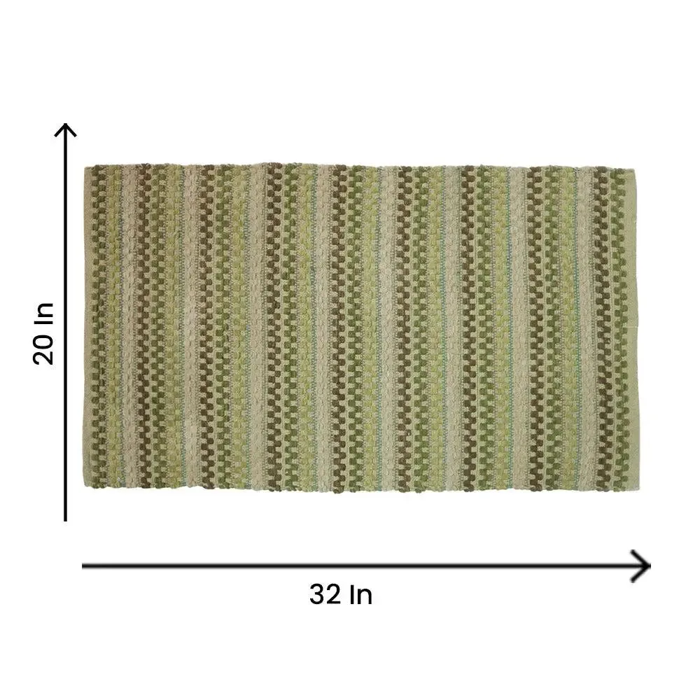 Green Traditional Pattern Handwoven Cotton Area Rug (20 x 32) Inches Single Piece