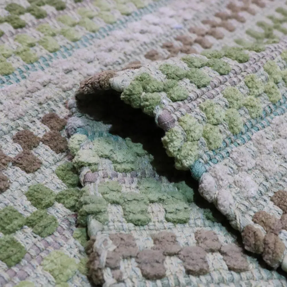 Green Traditional Pattern Handwoven Cotton Area Rug (27 x 45) Inches