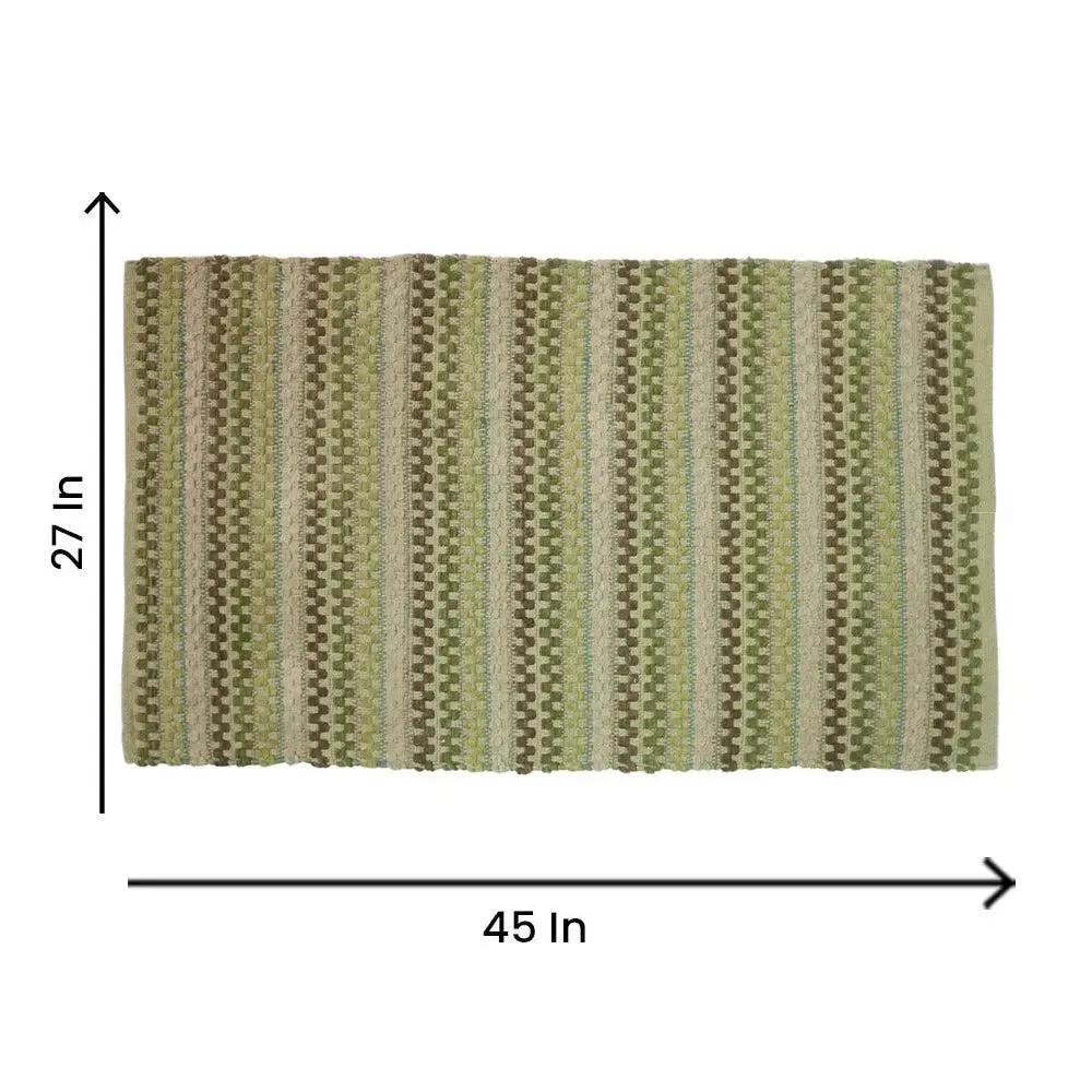 Green Traditional Pattern Handwoven Cotton Area Rug (27 x 45) Inches