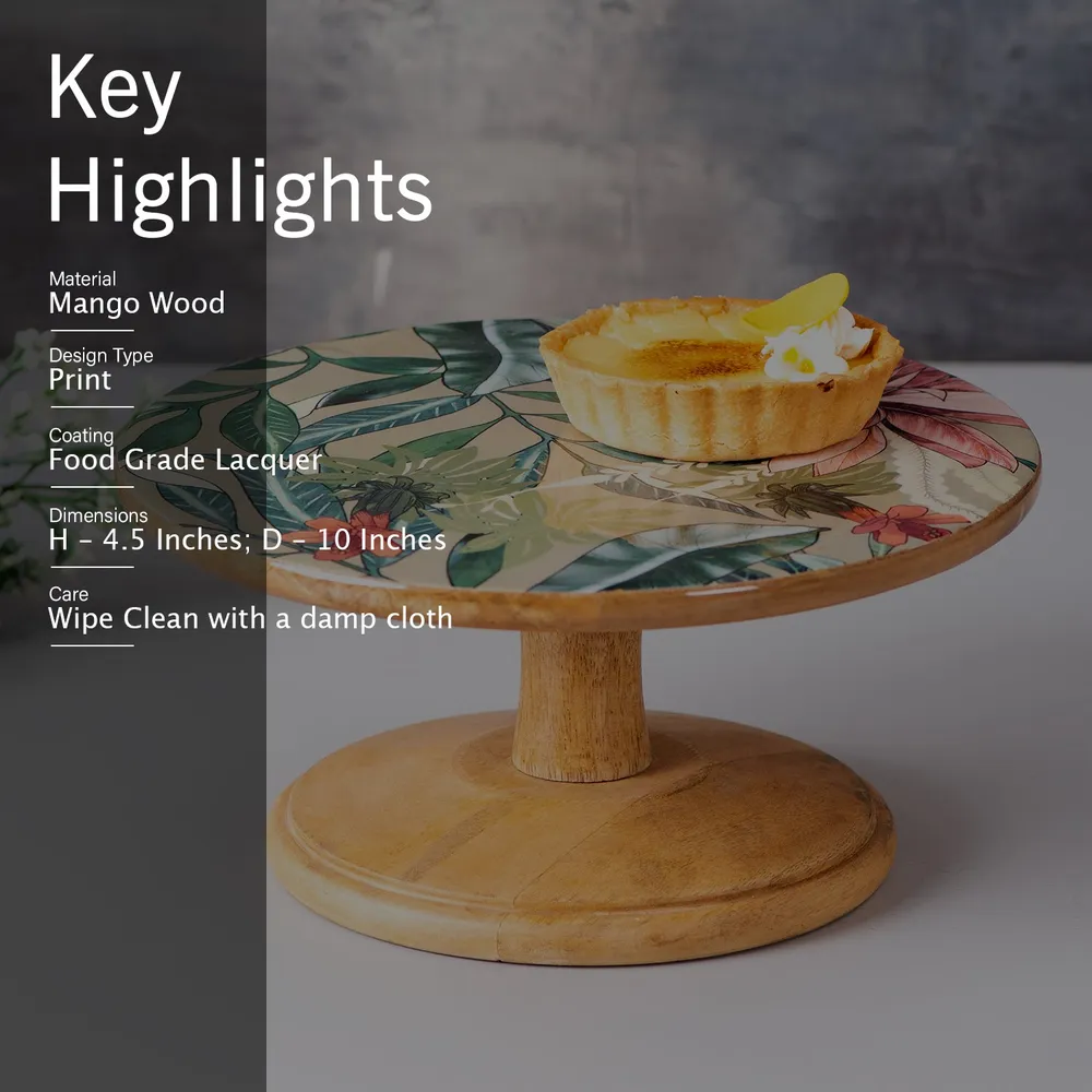 Green Wooden Textured Cake Stand and Server