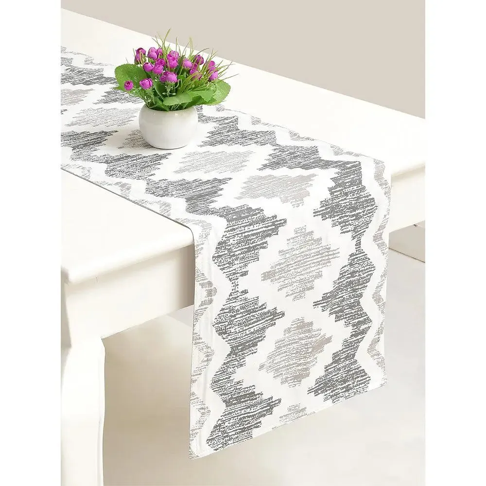 Grey Abstract Designer Cotton Table Runner