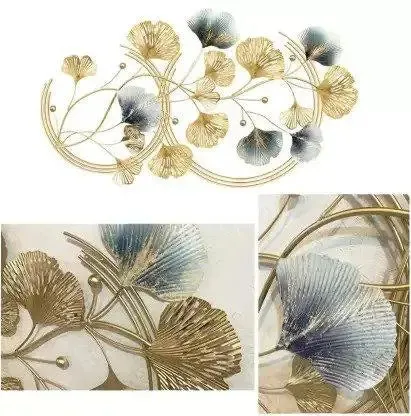 Grey And Gold Intertwined Branches And Leaves Metal Wall Art Decor