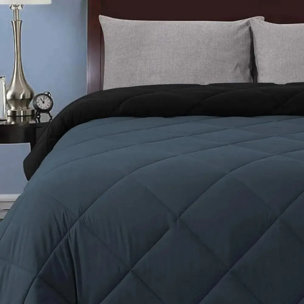 Grey & Black Quilted Double Bed Comforter