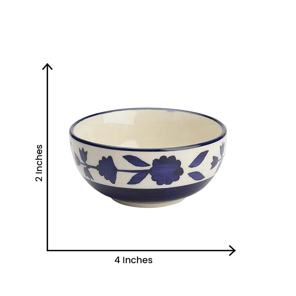 Grey & Blue Hand-Painted Ceramic Bowls Set Of 6
