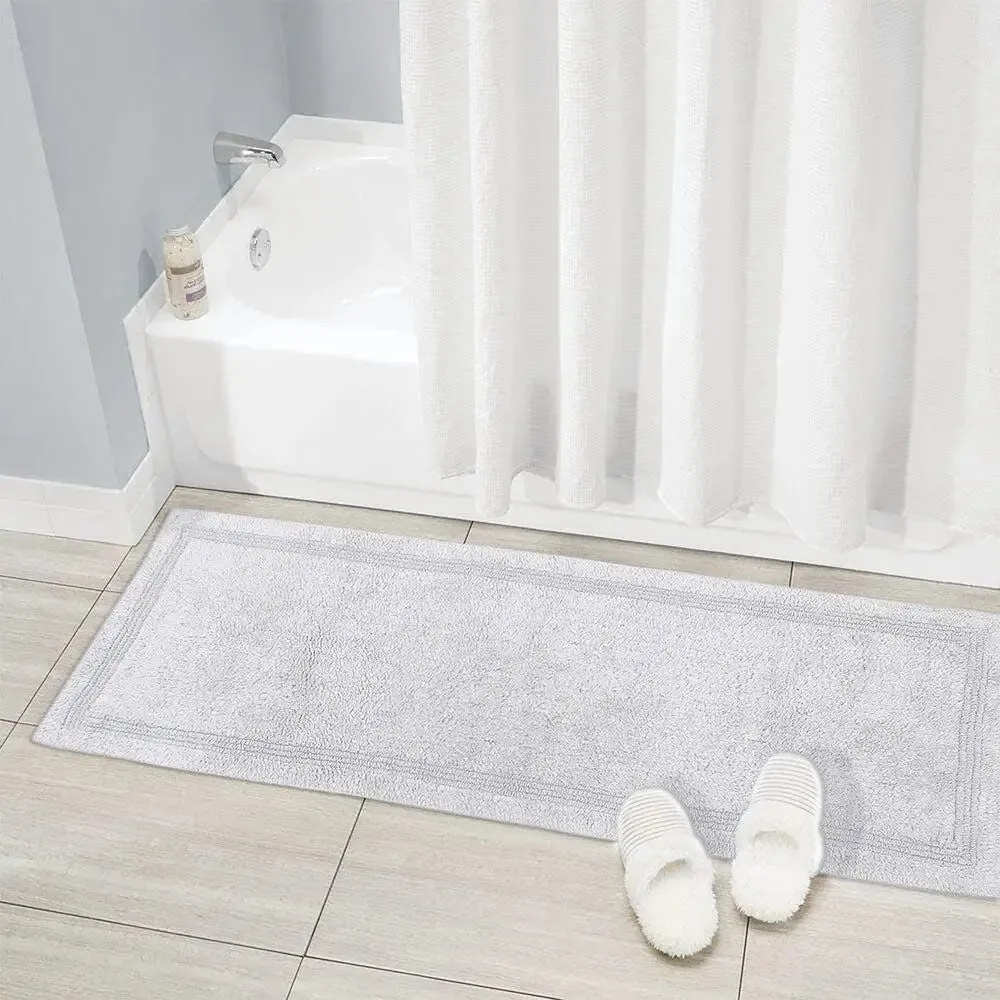 Grey Bordered Cotton Bath Runner (50 x 150) cm Single Piece