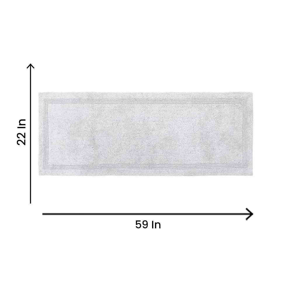 Grey Bordered Cotton Bath Runner (50 x 150) cm Single Piece