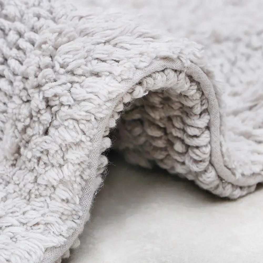 Grey Bordered Cotton Bath Runner (50 x 150) cm Single Piece