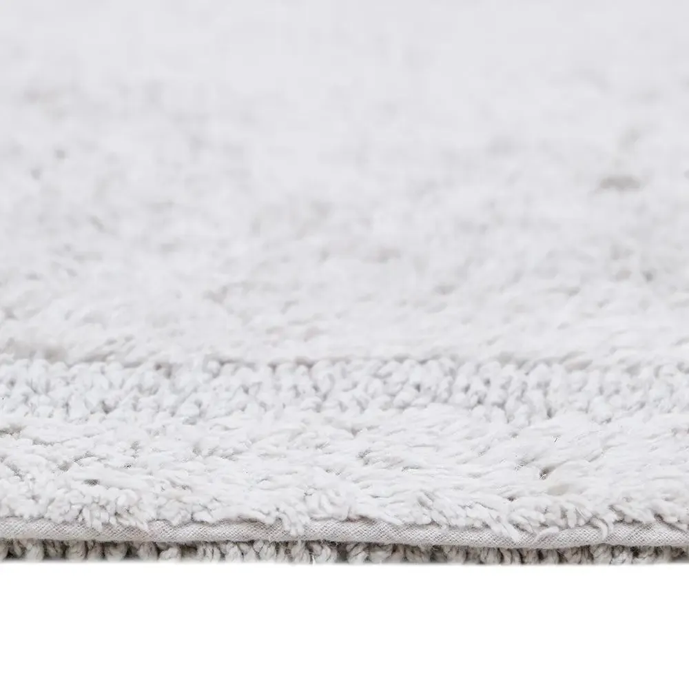 Grey Bordered Cotton Bath Runner (50 x 150) cm Single Piece