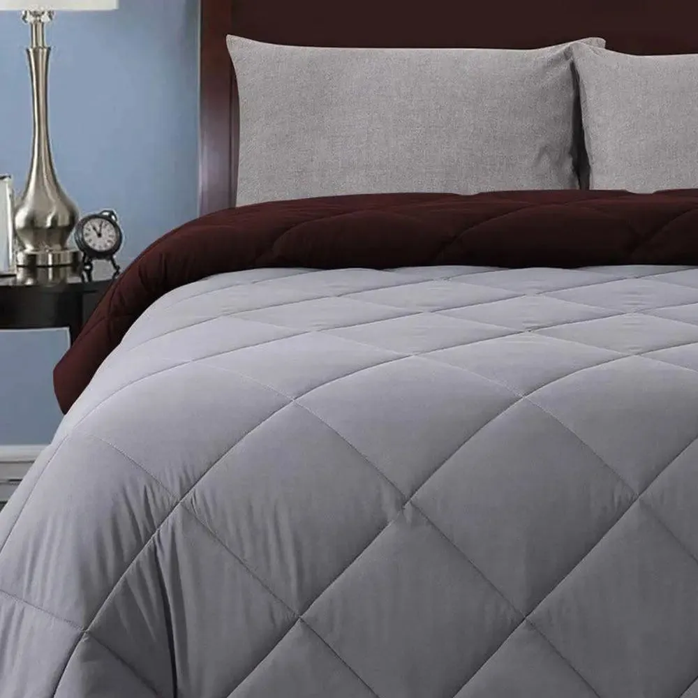 Grey & Brown Quilted Double Bed Comforter
