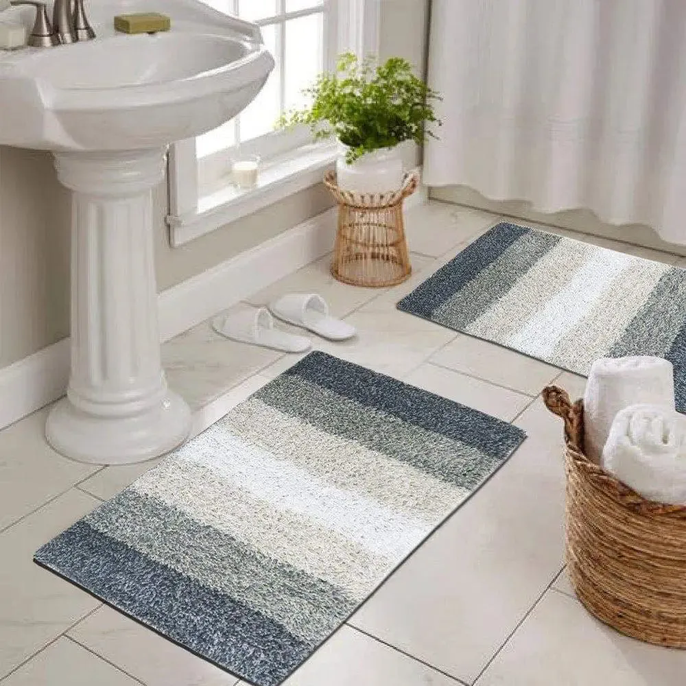 Grey Checkered Cotton Soft Bathmat (35 x 50) cm