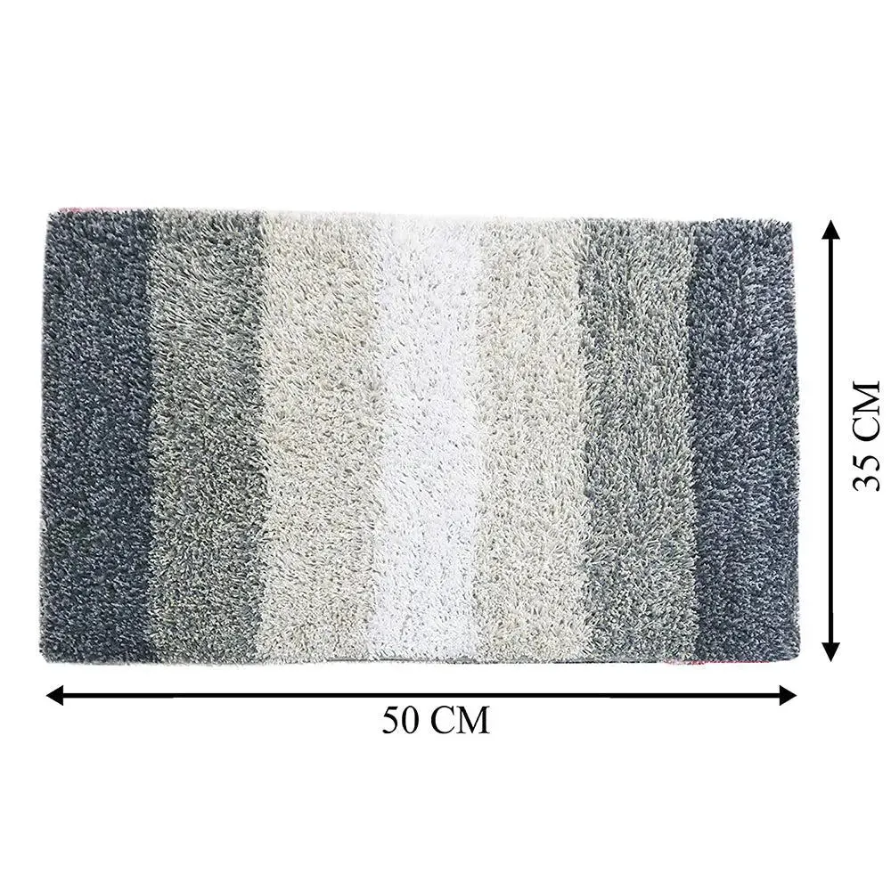 Grey Checkered Cotton Soft Bathmat (35 x 50) cm