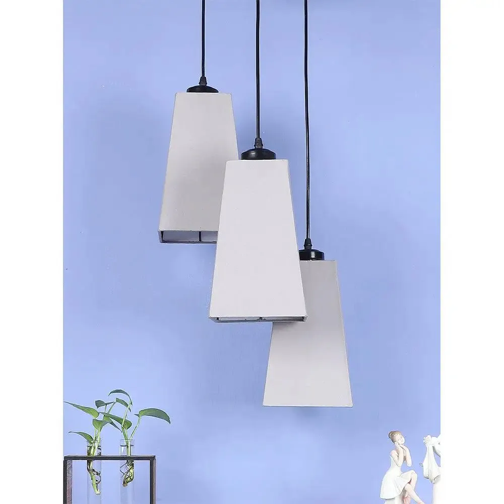 Grey Cotton Pyramid Cluster Hanging Lamp
