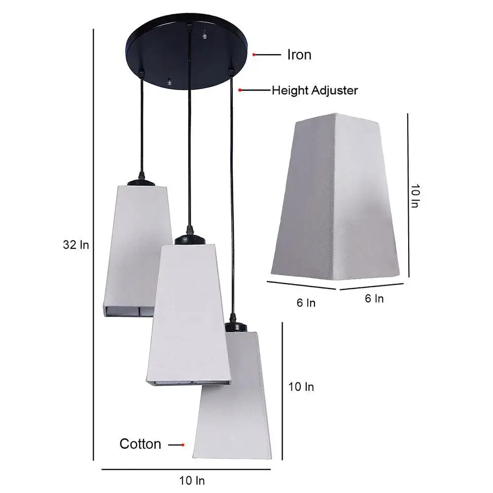 Grey Cotton Pyramid Cluster Hanging Lamp