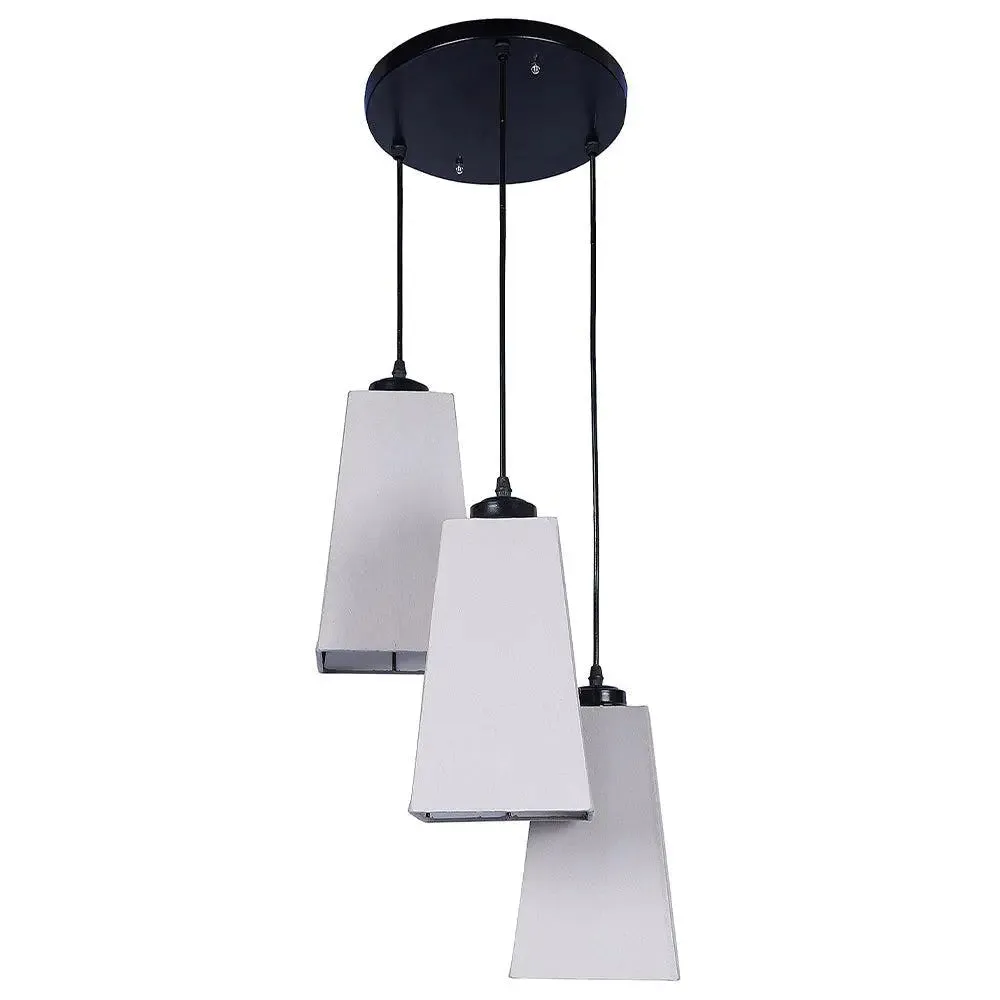 Grey Cotton Pyramid Cluster Hanging Lamp