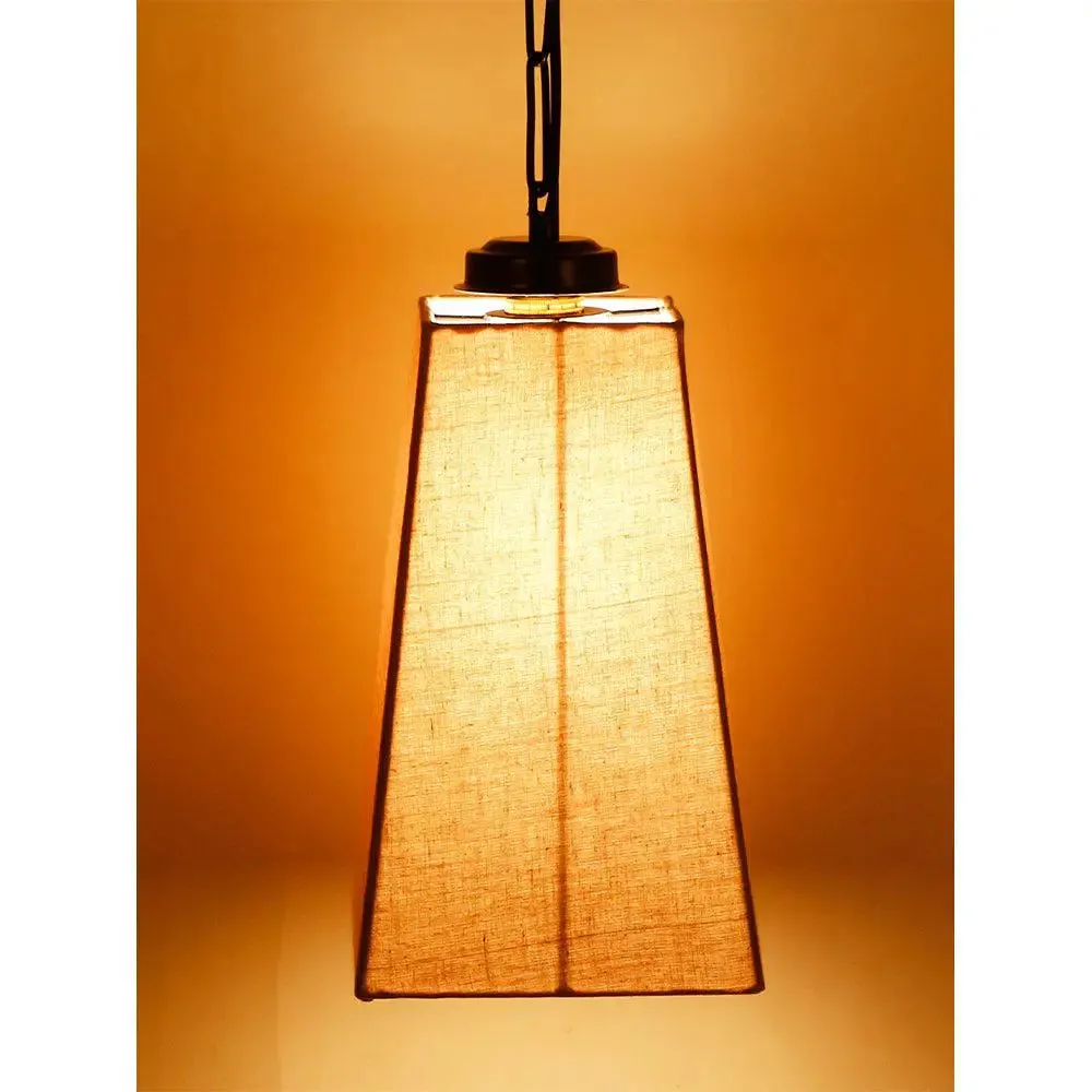 Grey Cotton Pyramid Hanging Lamp