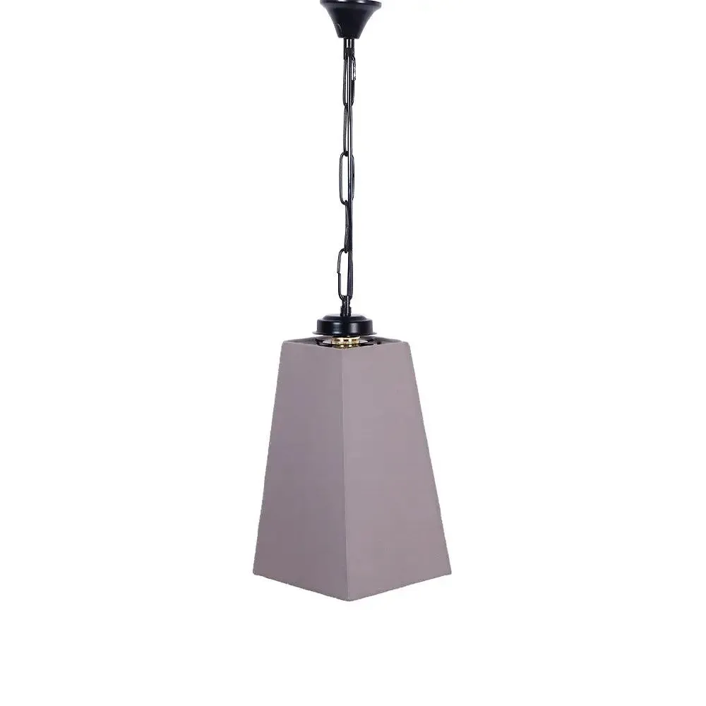 Grey Cotton Pyramid Hanging Lamp