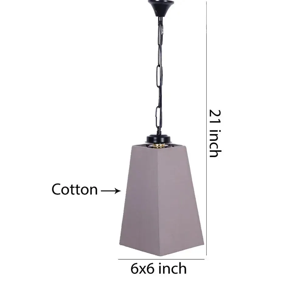 Grey Cotton Pyramid Hanging Lamp