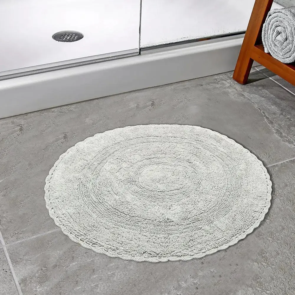Grey Cotton Soft Round Bathmat 60 cm