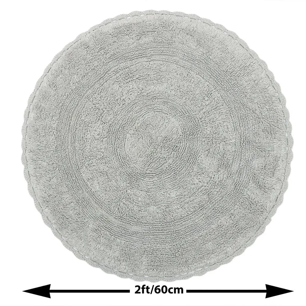 Grey Cotton Soft Round Bathmat 60 cm