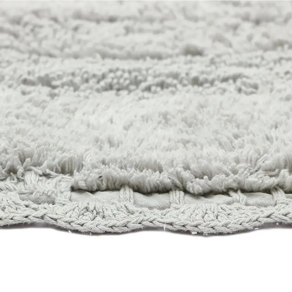 Grey Cotton Soft Round Bathmat 90 cm Single Piece