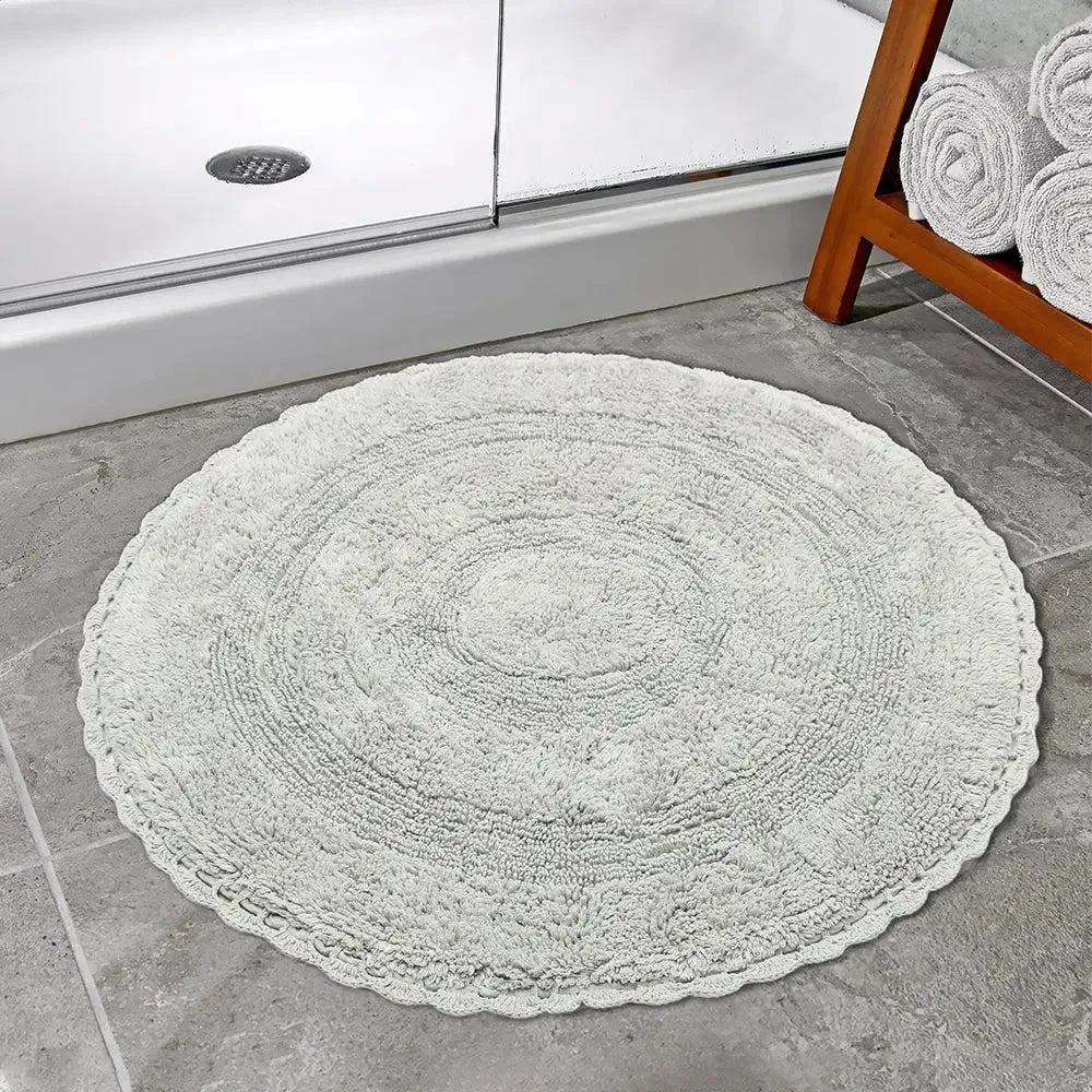 Grey Cotton Soft Round Bathmat 90 cm Single Piece