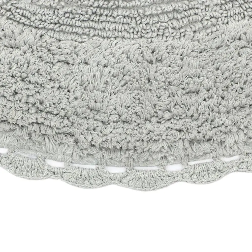 Grey Cotton Soft Round Bathmat 90 cm Single Piece