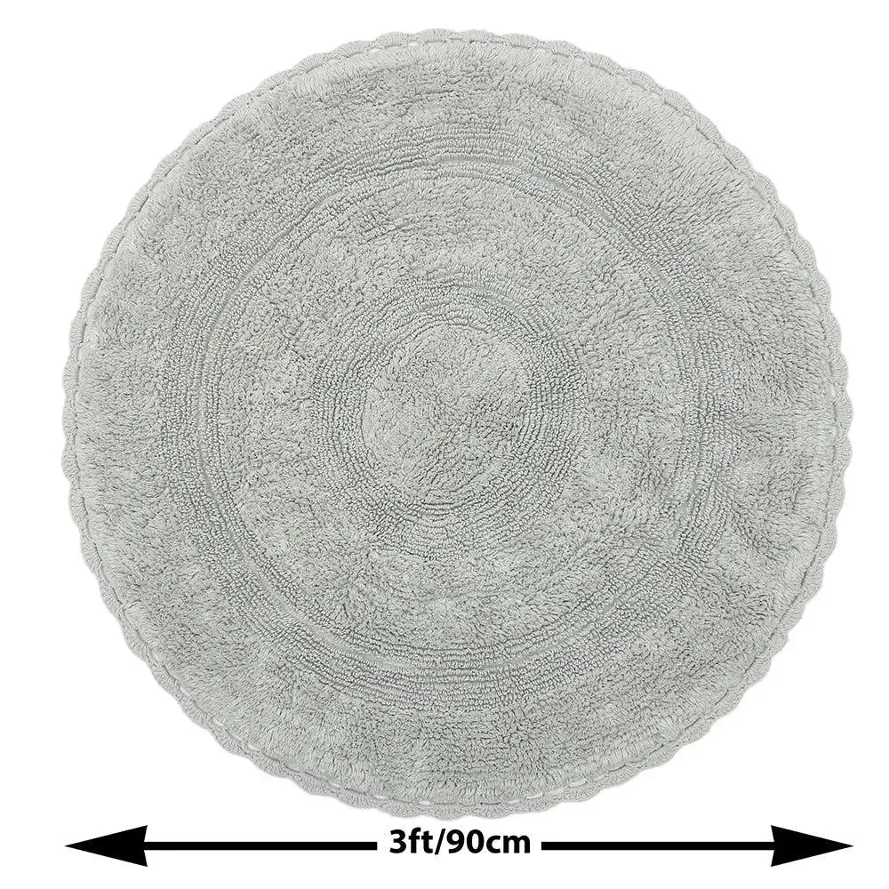 Grey Cotton Soft Round Bathmat 90 cm Single Piece