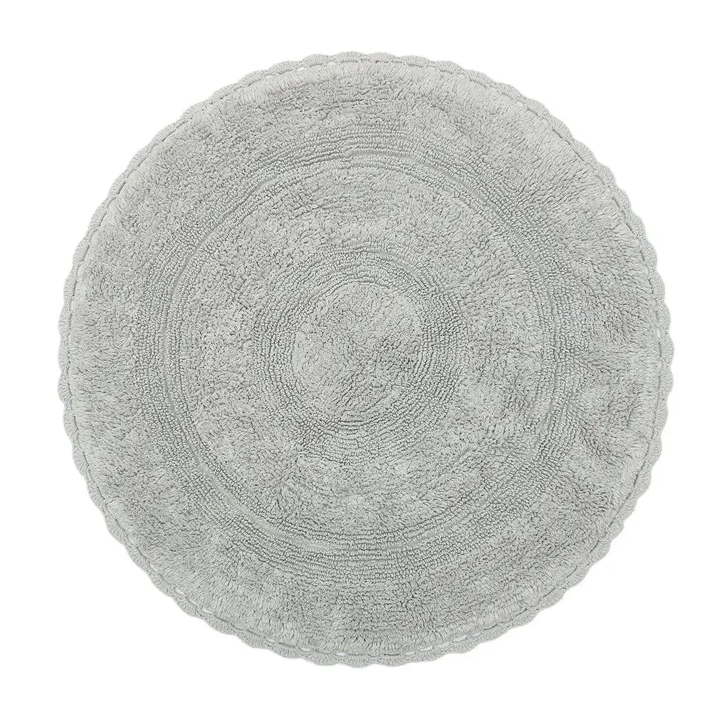 Grey Cotton Soft Round Bathmat 90 cm Single Piece
