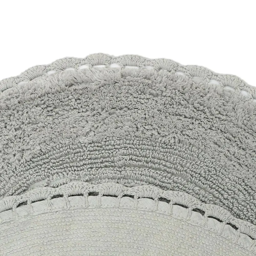 Grey Cotton Soft Round Bathmat 90 cm Single Piece