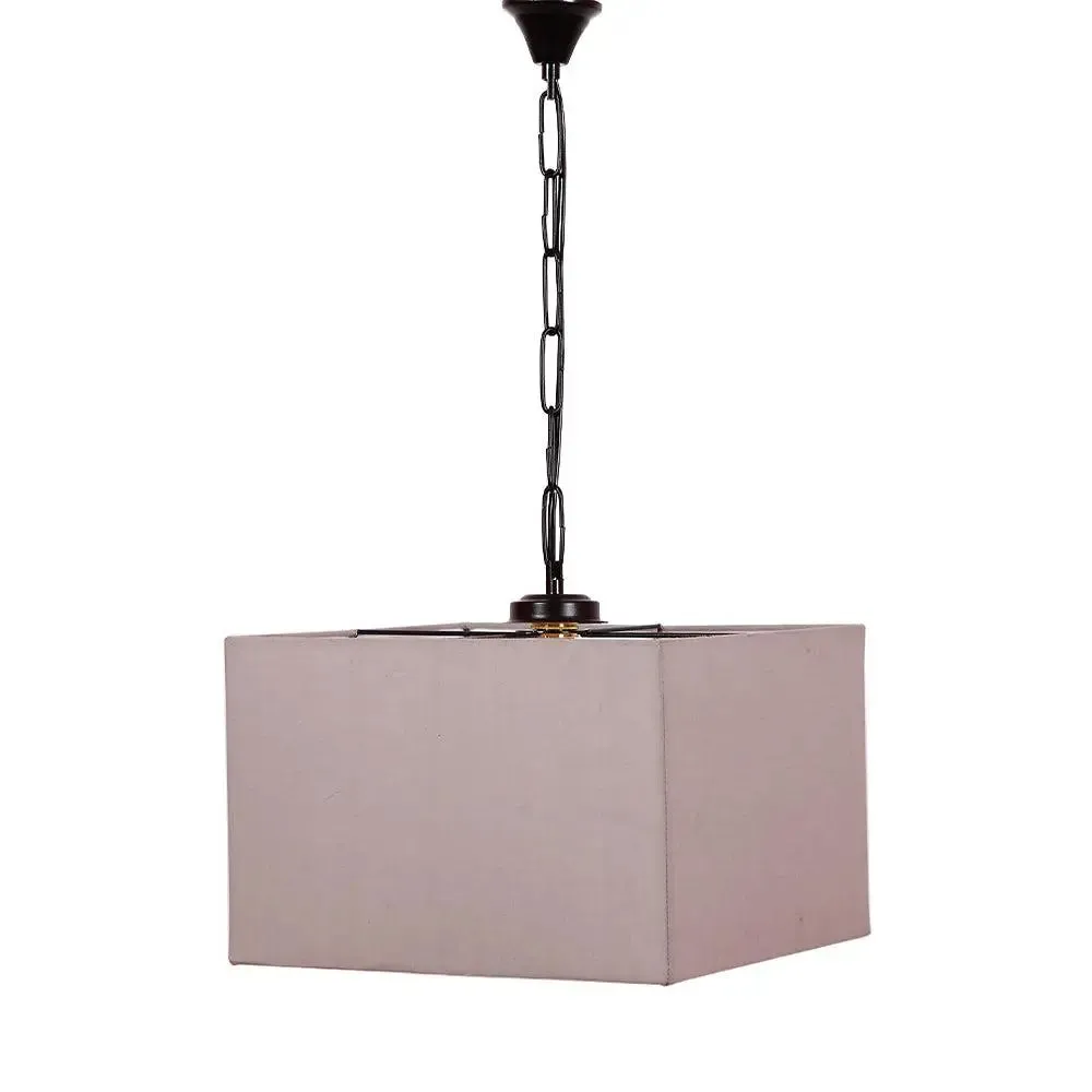 Grey Cotton Square Hanging Lamp